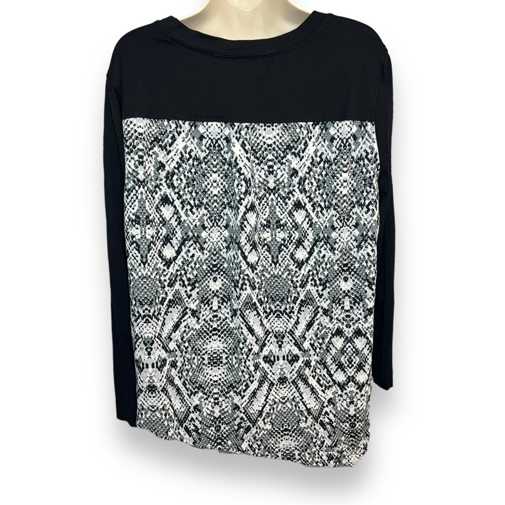 Jones New York Women’s Asymmetrical Hem Snake Print Black Grey Size Large - Picture 2 of 4